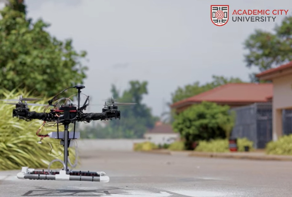 Academic City agricultural drone undergoing field testing in real farming conditions